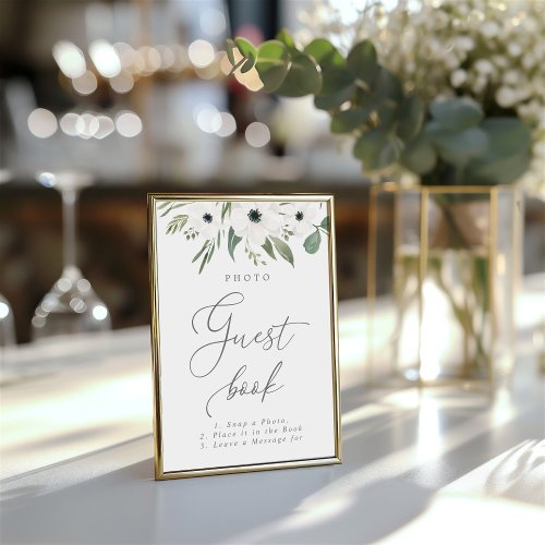 Anemones Sage  Dusty Eucalyptus Guest Book Sign Invitation