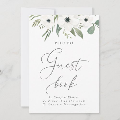 Anemones Sage  Dusty Eucalyptus Guest Book Sign Invitation