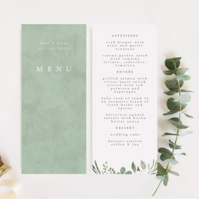Anemones Sage & Dusty Eucalyptus Wedding Dinner Menu (Creator Uploaded)