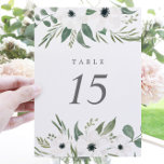 Anemones Sage & Dusty Eucalyptus Wedding Table Number<br><div class="desc">Help your guests find their way with these double sided table number cards. Design features a bouquet of watercolor greenery, eucalyptus, sage and anemones hand-drawn specially for the «Evergreen Garden» Wedding Invitation Collection. View the collection link on this page to see all of the matching items in this beautiful design...</div>