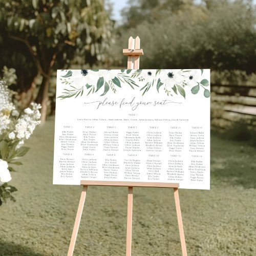 Anemones Sage  Eucalyptus Wedding Seating Charts