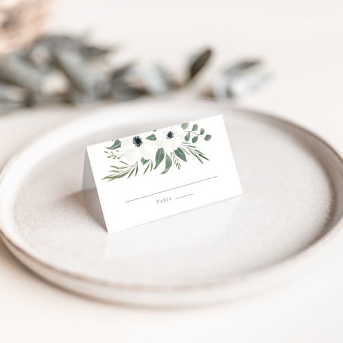 Anemones Sage  Eucalyptus Wedding Table   Place Card