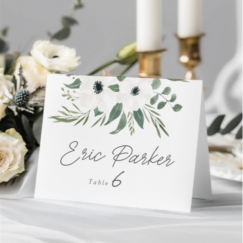 Anemones Sage Eucalyptus Wedding Table Place Card