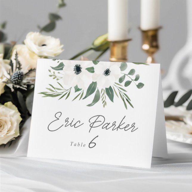 Anemones Sage Eucalyptus Wedding Table Place Card (Anemones Sage Eucalyptus Wedding Table Place Card)