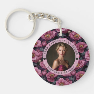 Anemones Theme 40Th Birthday Modern Keychain