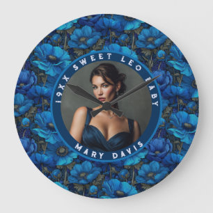 Anemones Theme Happy Birthday Personalized Large Clock