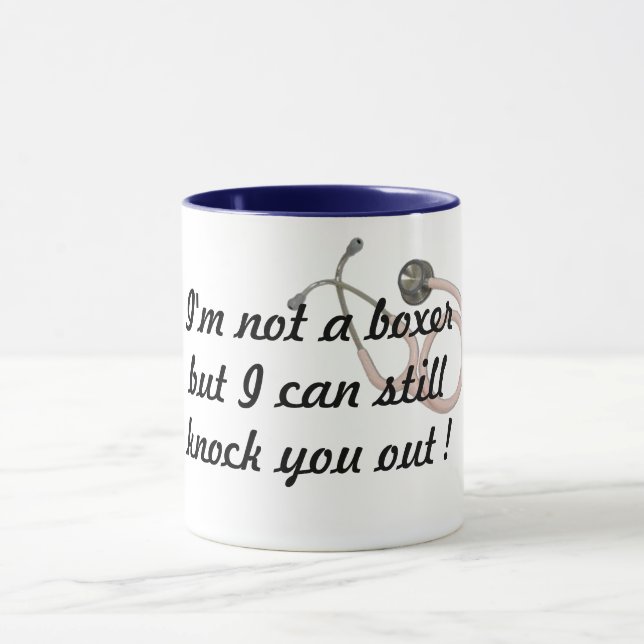 anesthesia knock out medical doctor pun funny mug (Center)