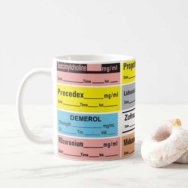 Anesthesia Medication label  Coffee Mug (With Donut)