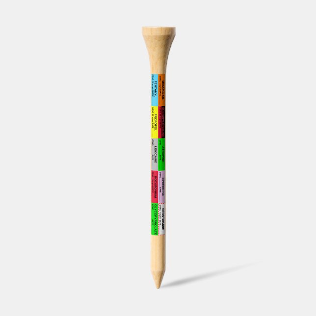 Anesthesia Medications Labels Golf Tees (Side)