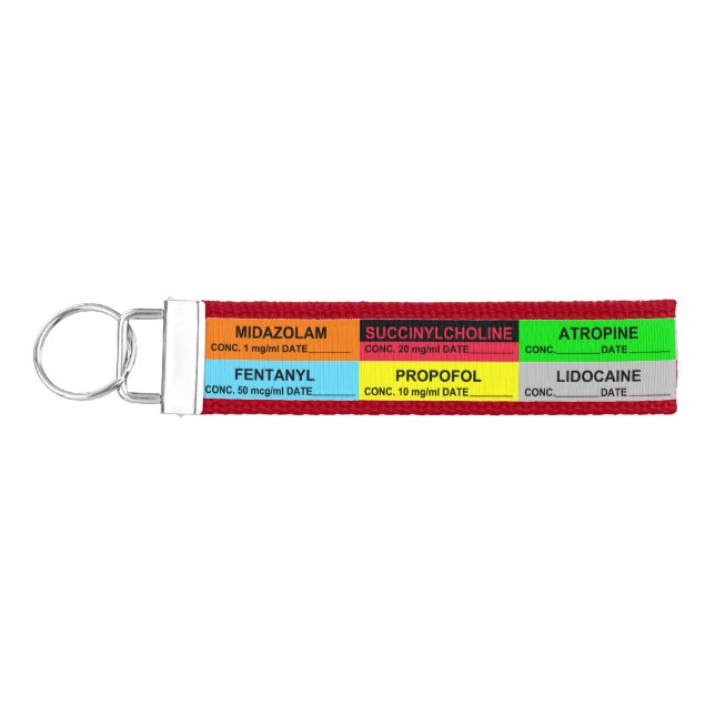 Anesthesia Medications Labels Wrist Keychain (Keys on Left)