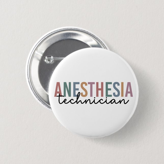 Anesthesia Technician Retro Anesthetic Tech Button (Front & Back)