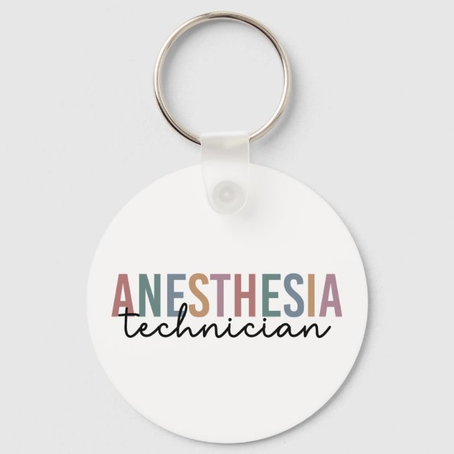 Anesthesia Technician Retro Anesthetic Tech Keychain (Front)