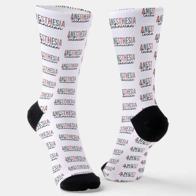 Anesthesia Technician Retro Anesthetic Tech Socks (Angled)