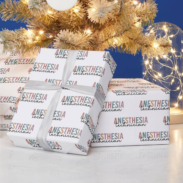 Anesthesia Technician Retro Anesthetic Tech Wrapping Paper (Holidays)