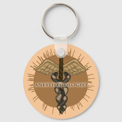 Anesthesiologist Caduceus  custom name Keychain