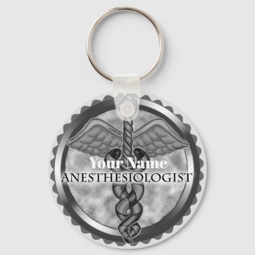 Anesthesiologist Caduceus custom name Keychain