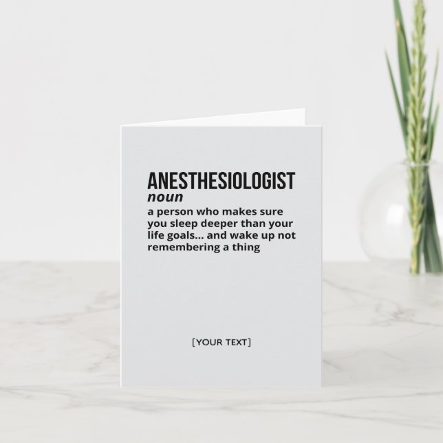 Anesthesiologist – Funny Definition Greeting Card (Front)
