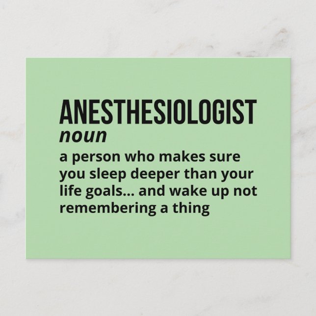 Anesthesiologist – Funny Job Definition Postcard (Front)
