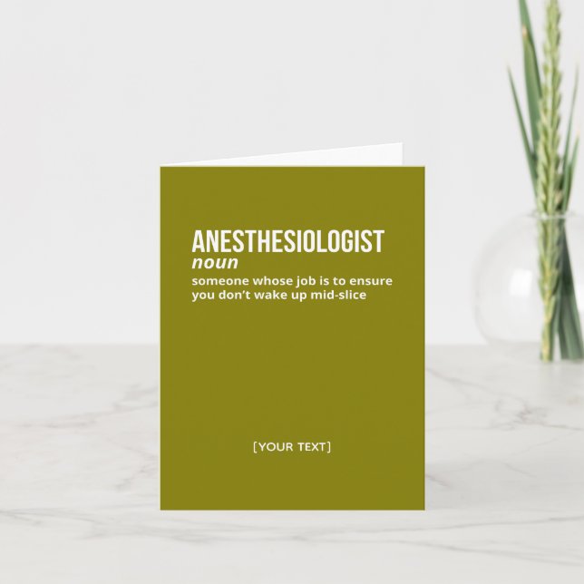 Anesthesiologist – Humorous Definition Card (Front)