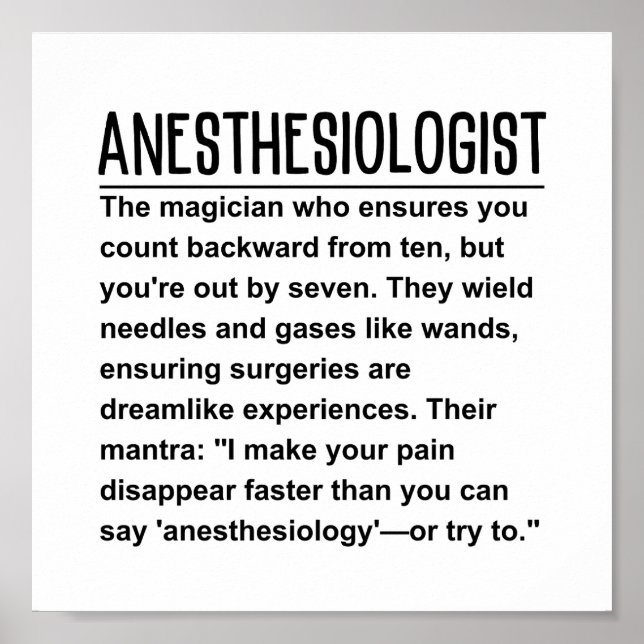 Anesthesiologist  poster (Front)