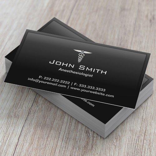 Anesthesiologist Professional Black Frame Medical Business Card