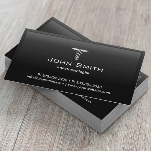 Customizable Anesthesiologist Professional Black Frame Medical Business Card