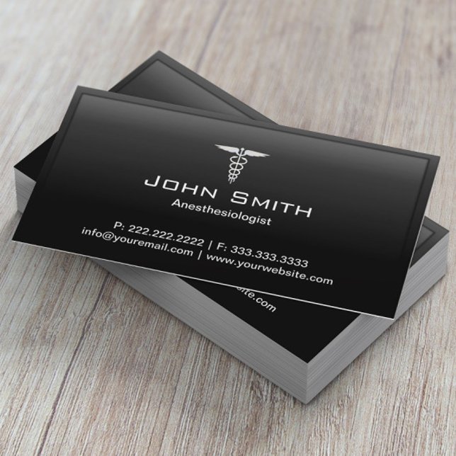 Anesthesiologist Professional Black Frame Medical Business Card (Creator Uploaded)