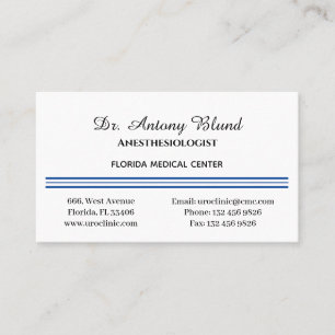 Anesthesiologist Simple Navy Blue Business Card