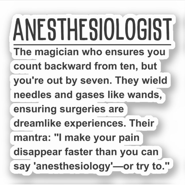 Anesthesiologist  sticker (Front)
