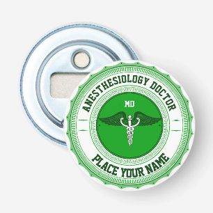 Anesthesiology Caduceus Customizable MD Specialty Bottle Opener