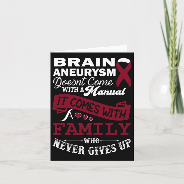 Aneurysm Awareness Burgundy Ribbon Family Support  Card (Front)