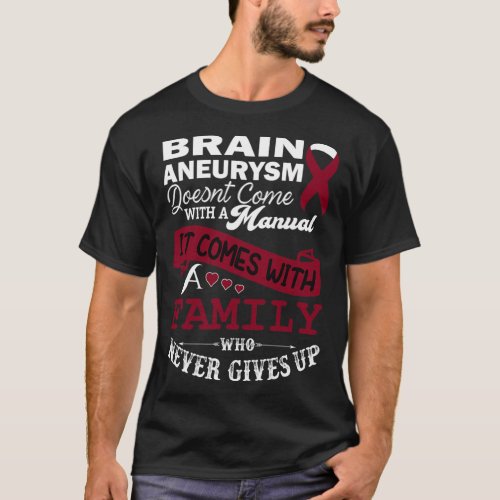 Aneurysm Awareness Burgundy Ribbon Family Support  T_Shirt