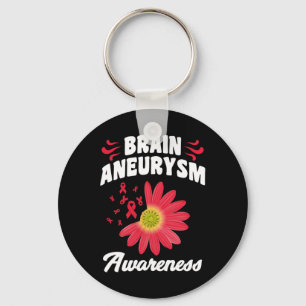 Aneurysm Awareness Flower Ribbon Support Graphic  Keychain