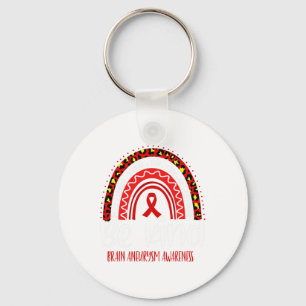 Aneurysm Awareness Leopard Rainbow Choose Kindness Keychain