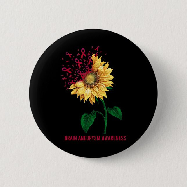 Aneurysm Awareness Sunflower  Button (Front)