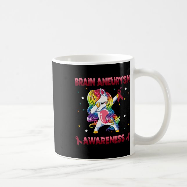 Aneurysm Awareness Unicorn Dabbing Burgundy Ribbon Coffee Mug (Right)