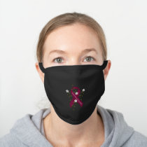 Aneurysm Burgundy Ribbon And Flowers Face Mask