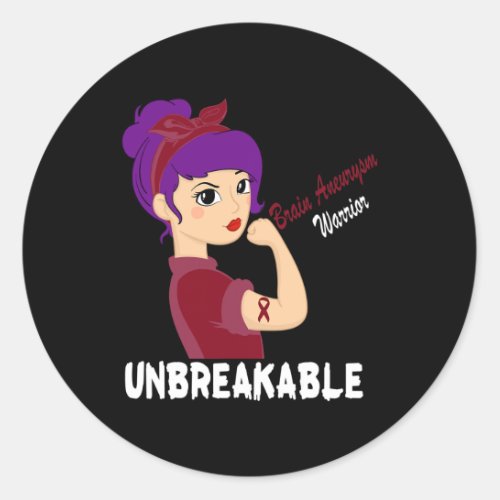 Aneurysm Warrior Burgundy Ribbon Women Support  Classic Round Sticker