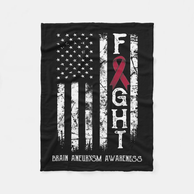 Aneurysm Warrior Us Flag  Fleece Blanket (Front)