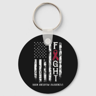 Aneurysm Warrior Us Flag Keychain