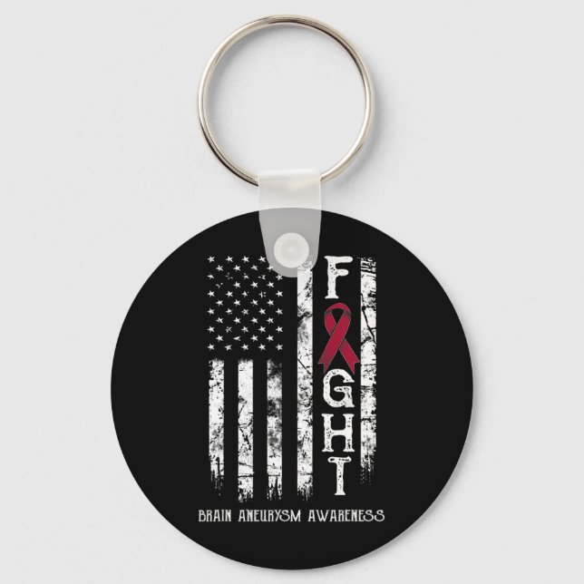 Aneurysm Warrior Us Flag  Keychain (Front)