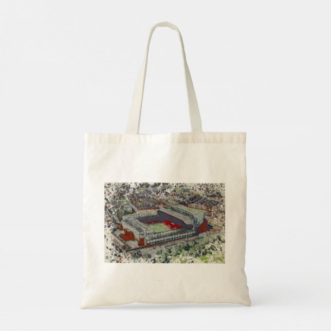 Anfield Stadium Liverpool - Artistic Watercolour Tote Bag (Back)