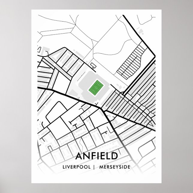 Anfield Stadium White Poster – Home of Liverpool (Front)