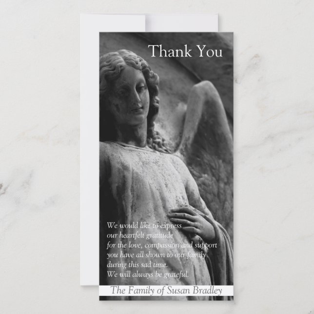 Angel 1 Christian Sympathy Thank You Photo Card (Front)