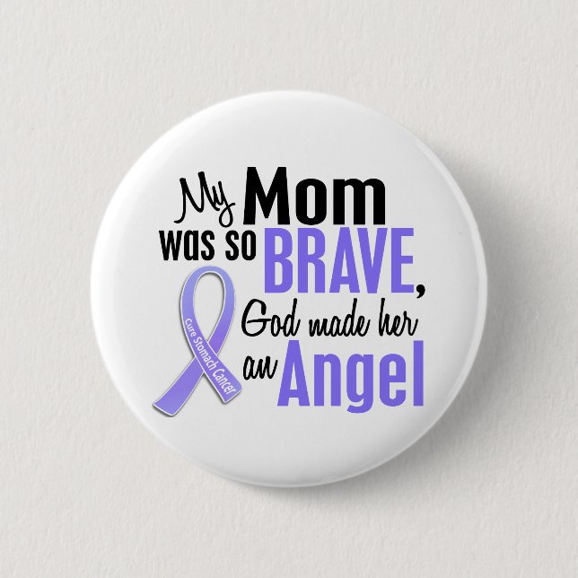 Angel 1 Mom Stomach Cancer Pinback Button (Front)