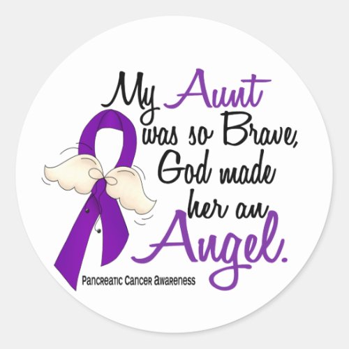 Angel 2 Aunt Pancreatic Cancer Classic Round Sticker