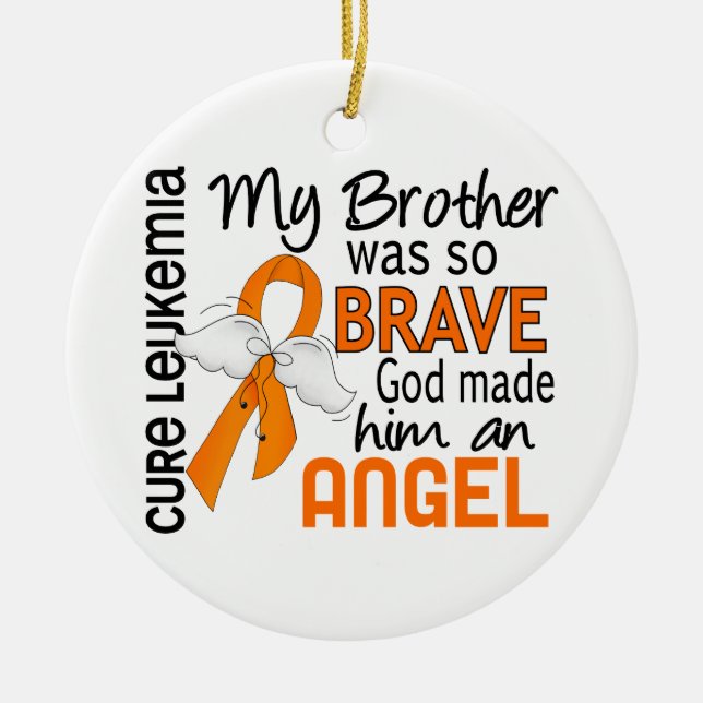 Angel 2 Brother Leukemia Ceramic Ornament (Front)