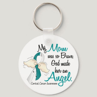 Angel 2 Cervical Cancer Mom Keychain