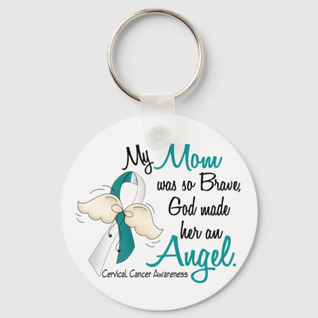 Angel 2 Cervical Cancer Mom Keychain (Front)