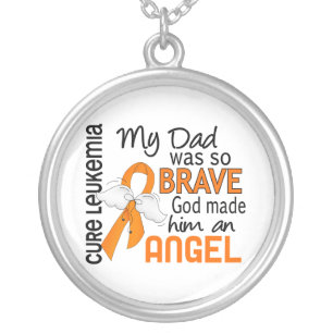Angel 2 Dad Leukemia Silver Plated Necklace
